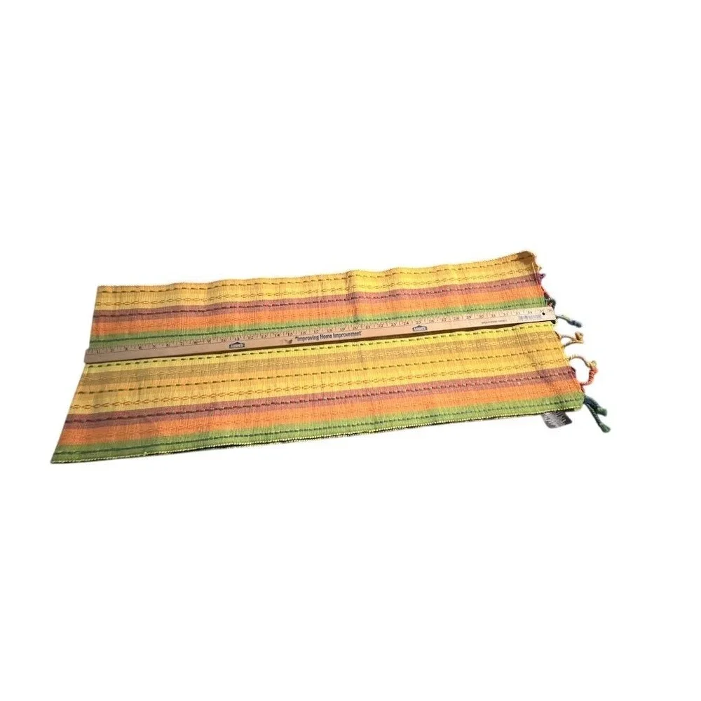The Stripes Co. Multicolor Handwoven Cotton Table Runner 3x5 ft Striped‎